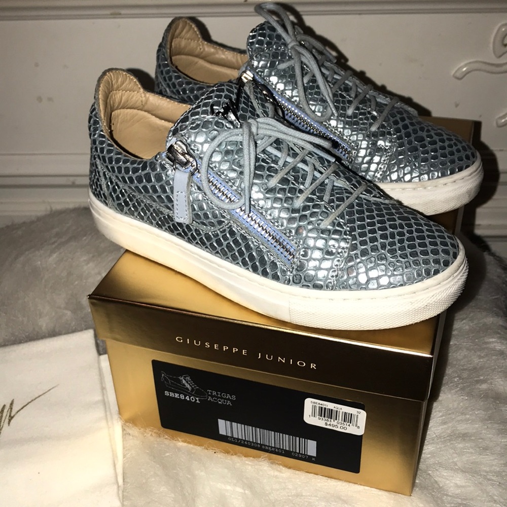 Giuseppe Junior unisex snake skin sneakers.